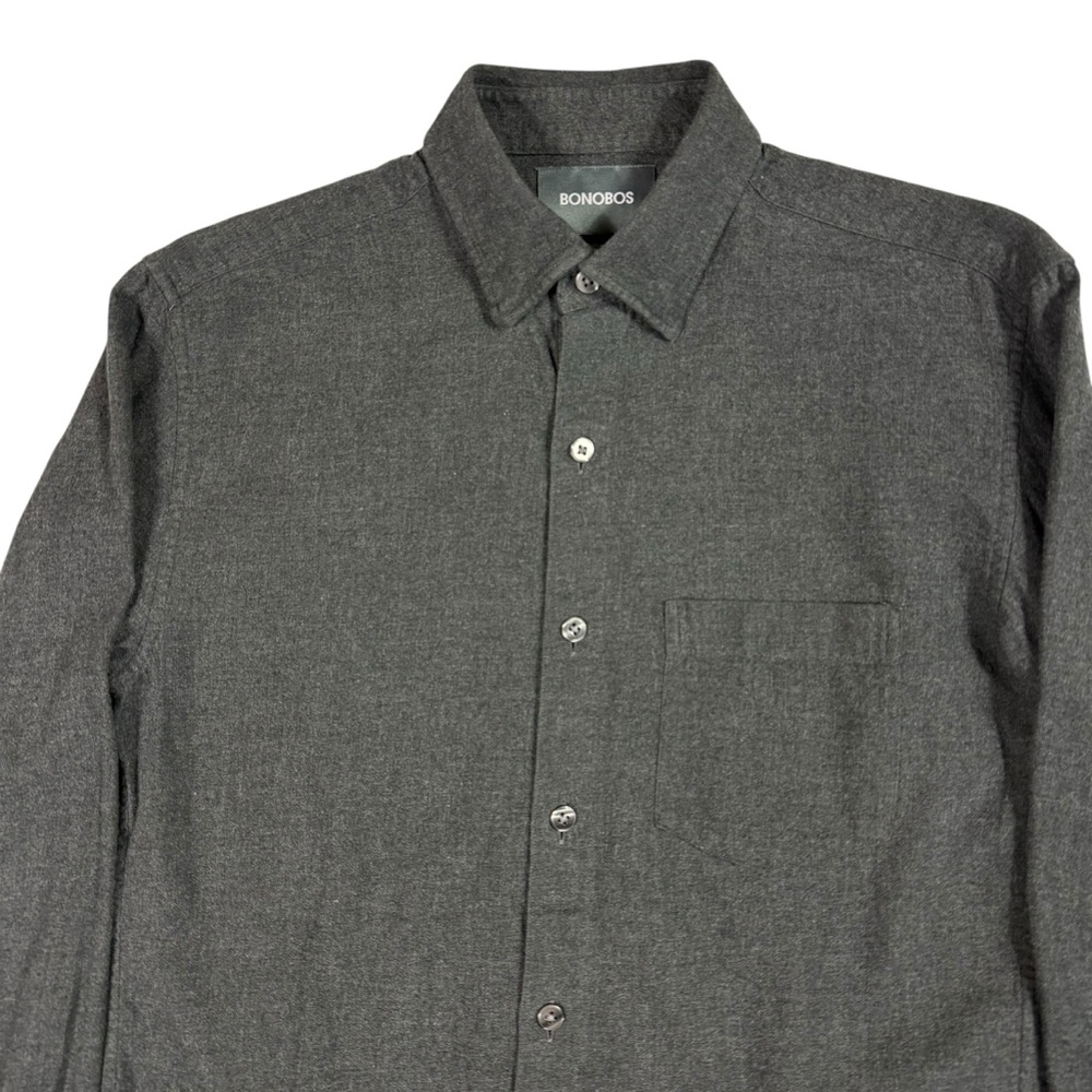 Bonobos XS Charcoal Lightweight Flannel Button-Down Slim Fit Shirt Rugged 90s - Picture 2 of 6